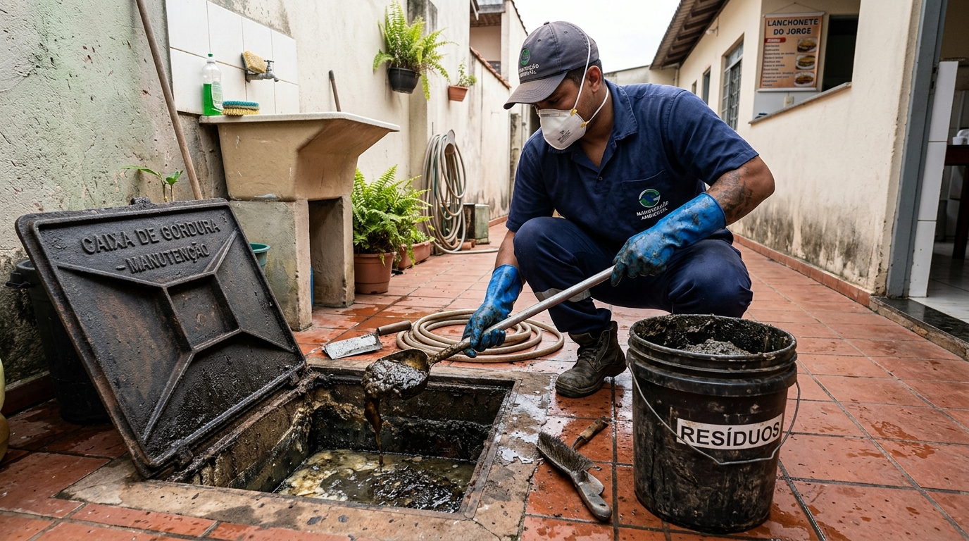 Manutenção de Caixa de Gordura na Morada da Lua, Campos dos Goytacazes‑RJ